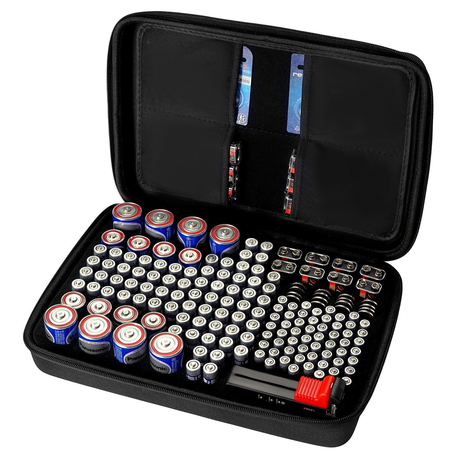 VEVOR Battery Organizer Storage Box, Battery Case Bag with Tester BT ...