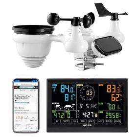 VEVOR 7-in-1 Wi-Fi Weather Station, 7.5-Inch VA Display, Solar Powered Wireless Outdoor Sensor, Home Weather Station Indoor Outdoor, for Temperat