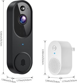Wireless Wi-Fi Video Doorbell Camera with AI Motion Detection, 2 Way Audio, Night Vision, Cloud Storage, 2.4GHz Wi-Fi Only, Battery Powered