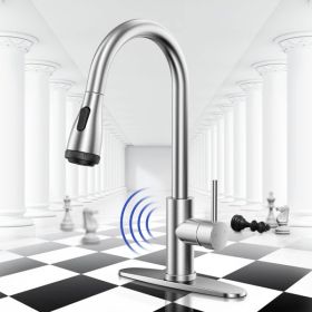 Touchless Kitchen Faucet-Smart Kitchen Sink Faucet sensor; 4Mode Pull Down Kitchen Sprayer; Fingerprint Resistant; Dual Temp. Handle with 1/3 Hol