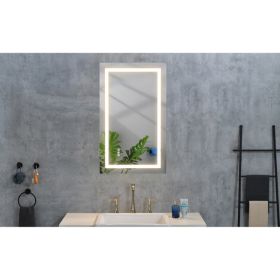 40x28 Inch LED Bathroom Mirror with Frontlit and Backlit, Wall Mounted Vanity Mirror with Smart Touch Button, Anti-Fog, Memory Function, 3 Colors
