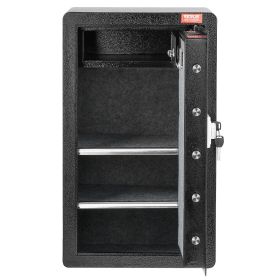 VEVOR Single Door 4.0 cu.ft Safe Box with Key Lock & Password, Safe Lock Box with Fireproof Bag, Key Rack, LED Light, 2 Shelves