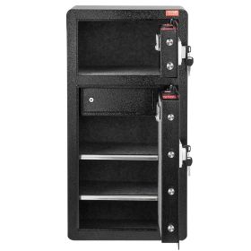 VEVOR Double Doors 5.5 cu.ft Safe Box with Key Lock & Password, Safe Lock Box with Fireproof Bag, Key Rack, LED Light