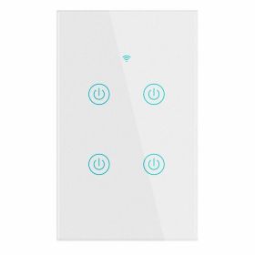1/2/3/4 Gang WiFi Smart Wall Touch Light Switch Glass Panel For Alexa/Google APP (style: Wall Switch 4 Gang)