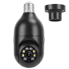 E27 WiFi Bulb Camera 1080P FHD WiFi IP Pan Tilt Security Surveillance Camera with Two-Way Audio Night Vision Motion Detection Function APP Contro (Color: Black, size: One size)