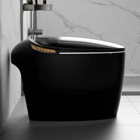 Unique Smart Toilet with Bidet Built In, Intelligent One Piece Toilet For Modern Bathroom, Auto Open/Close Seat, Foot Sensor, LED Display,Night L (Color: as Pic)